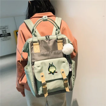 Harajuku Totoro vodeodolného Nylonu Ženy Batoh Japonský Štýl Chic School Bag pre Dospievajúce Dievčatá Cestovné Batohy Mochila