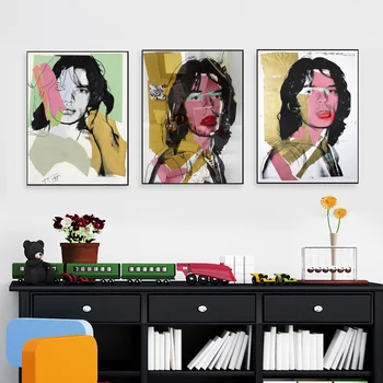 Andy Warhol Mick Jagger Stále Života Abstraktnú Olejomaľbu Kreslenie, Umenie Sprej Plátno Bez Rámu Realistické Kuchyňa