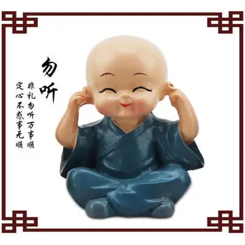 Čínsky Gongfu Mních Figúrka Živice Shaolin Kung Fu Mních Socha Budhistické Obrázok Home Office Auto Bábiky Dekor