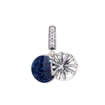 Zimná Modrá Oslňujúci Priania Visieť zobrazili kľúčové tlačidlá Na Originálnych 925 Strieborné Náramky, Strieborné Korálky Pre Šperky, Takže Žena DIY Charms