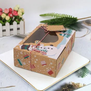 3/6/12Pcs/Pack Vianočné Cookie Boxy Pekáreň Darčekové Krabice Kraft Papier, papierové Krabice Veľké Veľkosti Cupcake Candy Muffin Balenie Strana