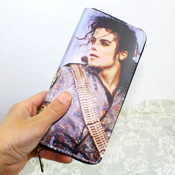 Peňaženka Na Zips Mince Kabelku Lady Kabelky Michael Jackson Vzor Moneybag Ženy Dlho Peňaženky Módne Karty Tašky Vrecká Notecase