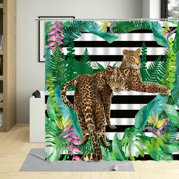 Afrika voľne Žijúcich Zvierat, Kúpeľňa Decor Kráľ Lesa 3D Lev Tvorivé Tiger Gepard Vzor Sprchový Záves Zavesenie Záclon