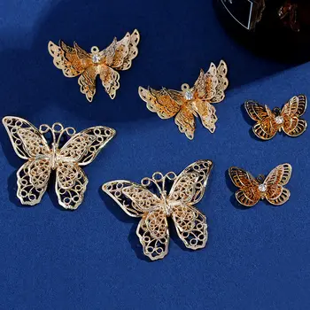 10Pcs/set Zlatá Farba Duté Motýľ, Šperky, Doplnky, Módne Zvierat Charms DIY Náušnice Prívesok Šperky, Náhrdelníky, Veľkoobchod