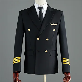 Nové Letecké Jednotné Mužských Zamestnancov Kostým Výkon Obleky Mužov Oblečenie Leteckej Spoločnosti Kapitán Pilot Cosplay