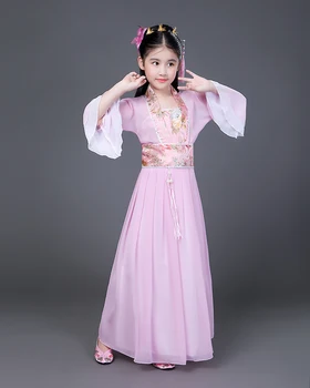 Staroveké čínske Guzheng Výkon Oblečenie detské Kostýmy Sedem Víla Princezná Halloween Kostýmy Deti Šaty pre Dievčatá