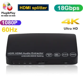 UHD 18gpbs HDMI ARC Prepínanie Hdmi Arc Audio Extractor Štiepačky 1x3 Digitálne 4k 1080p 3d 60hz HDR HDCP 12Bit Pre Ps4 Ps3 Na Hdtv, Av