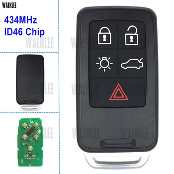 WALKLEE Diaľkové Smart Key vhodné pre Volvo XC60 S60 S60L V40 V60 S80 XC70 434Mhz s ID46 Čip 5 Tlačidiel