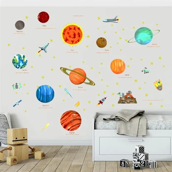 3D Priestor planéty samolepky na stenu detskej izby, materská škôlka, detská izba dekorácie, spálne, dvere, samolepky