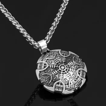 Nordic viking nehrdzavejúcej ocele amulet Vegvisir Kompas prívesok náhrdelník s darčeková taška