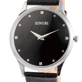 Veľké Zľavy Náramkové hodinky SINOBI Značky Kožený Remienok Hodiniek Muž Quartz Business Pánske Navy Vodotesné Hodinky relogio masculino 19