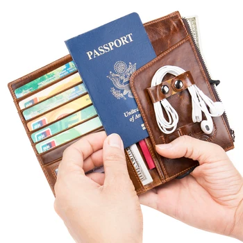 WESTAL pánske peňaženky pravej kože vintage kabelky pre mužov, luxusné značky peňaženky peniaze taška pre cestovný pas multifunkčné držiteľa karty