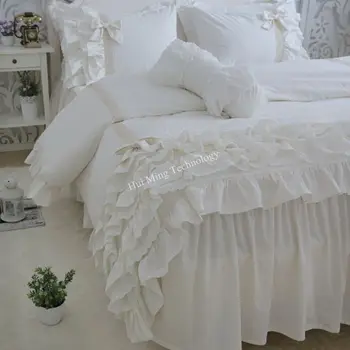 Úžasný luxus posteľná bielizeň nastaviť tortu vrstvy výšivky prehrabať čipky perinu posteľ list prehoz cez posteľ princezná posteľ luk obliečka na vankúš HM-01S