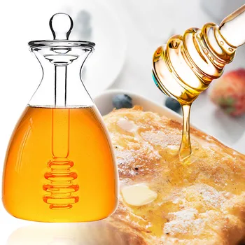 500 ML Sklo Med Jar Vysokej Borosilikátového Skla Kuchyňa Jar Honey Pot S Dipper A Veko Úložného Jar Nádoba Na Med, Sirup