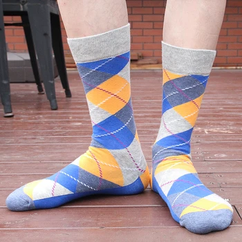 5 ks/veľa spokojných Mužov Ponožky Šaty Farebný Grafický Ponožky Pohodlné Skateboard Ponožka Pre Príčinné Vtipné Svadobné Ponožky Diamond Geometria