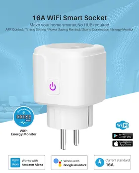 HIDANCE EÚ 16A Smart Plug WiFi Zásuvka Napájania Monitora Načasovanie Tuya SmartLife Pracuje S Alexa Asistent Google APP Control