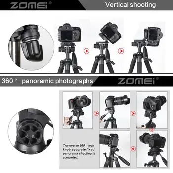 ZOMEI Q111 Profesionálne Prenosné Cestovné Fotoaparátu Statív s Pan Hlava pre Canon, Nikon, Sony DSLR Digitálne Mirrorless Fotoaparátu
