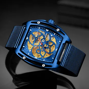SVIŠŤANIE Muži Mechanické Hodinky Modrá Automatické Hodinky s Oka Náramok Luxusné Nepremokavé Športové Kostra Náramkové hodinky Tourbillon 2020