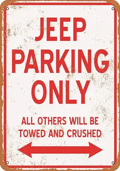 Wall-Farba 89 x 12 Kovové Sign - Jeep Parkovanie LEN - Vintage Vzhľad
