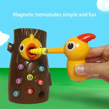 Montessori Hračky Ďatľa Magnetické Chytiť Červ Kŕmenie Zvierat Hry Malé Vtáky Deti, Vzdelávacie Hračky Nastaviť Deti Darčeky Auta