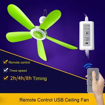 2020 Diaľkové Ovládanie Načasovanie 5W Stropný Ventilátor Vzduchu Chladič 3 Speed USB Ventilátor pre Camping Posteľ