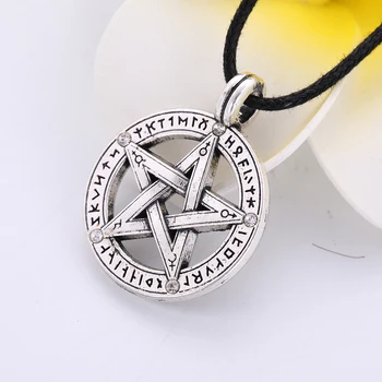 EUEAVAN 15pcs Crystal Viking Runy Pohanské Prívesok Náhrdelník Okrúhly Tvar Wiccan Pentacle Nadprirodzené Šperky Pre Mužov, Ženy
