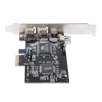 1 Nastavte PCI-e 1X IEEE 1394A 4 Port(3+1) Firewire Kartu Adaptér S 6 Pin Na 4 Pin IEEE 1394 Kábel Pre Stolné PC, Vysoká Kvalita