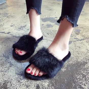 2020 Zimné Ženy Papuče Dámy Načechraný Tkaných Mäkké Vonkajšie Listy Chlpaté Teplé Pošmyknúť na Flip Flops Plyšové Topánky Zapatos De Mujer
