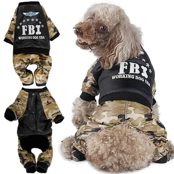 Nové jesenné a zimné pet oblečenie FBI kamufláž teplé oblečenie pre psy, mačky, oblečenie pre malé a stredné pes bavlna-čalúnená oblečenie