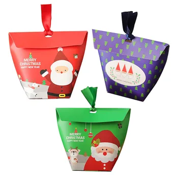 50Pcs/Veľa Vianoce, Santa Claus Snehuliak Candy Tašky Vianočné Party Dekorácie Dodávky 6*6*10 cm Papierové Darčeky Box Z40