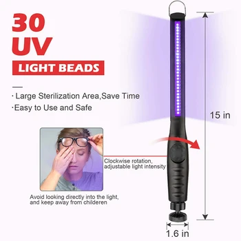 Prenosná Uv Lampa UV Sterilizátor Svetlo USB Nabíjateľné UVC Baktericídne Lampy Prenosné Dezinfekcia Baktericídny Žiarovka 30LED