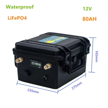 Lifepo4 12V 80ah lítiová batéria 12V lifepo4 80AH nepremokavé batéria pre loď propelle/motor,Solárne LED invertor，atď