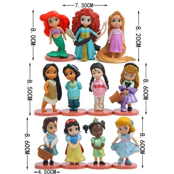 11pcs Disney Princezná Akčné Figúrky, Hračky Mrazené Elsa Anna Rapunzel Belle Popoluška Alice PVC Model Bábiky Deti Darček k Narodeninám
