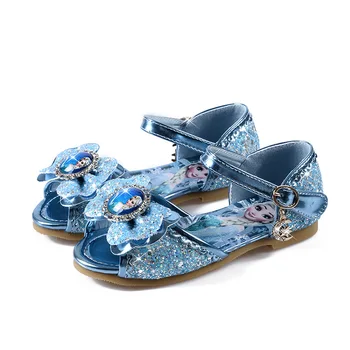 Disney dievčatá sandály letné nový detí princezná topánky mäkké dne žijúcich rýb úst sandále mrazené elsa topánky