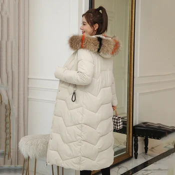 X-dlhé dámske Zimné Kabát Bežné Slim Bunda s Kapucňou Ženy Solid Plus Veľkosť S Kožušiny Golier Bavlna Čalúnená Hrubé Žena Parkas