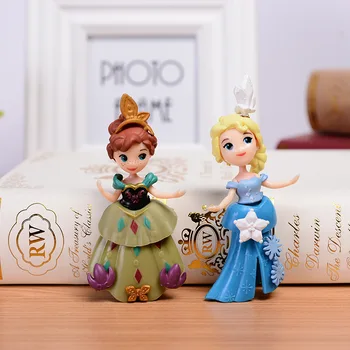 Disney Horúce Filmy Mrazené Q Verzia Anna Elsa Princezná Sven Olaf Kristoff A Hrad Ice Palace Trón PVC Akčné Figúrky Model