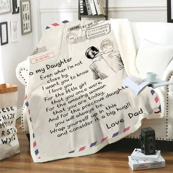 List Písmená, Aby Moja Dcéra Vyjadriť Lásku Deka 3D Tlač Sherpa Deka na Posteľ bytového Textilu Snového Darčeková Deka 08