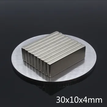 10pcs 30 x 10 x 4 mm N35 NdFeB Super Silné Pásy Silný Permanet Blok Bar Magnety Vzácnych Zemín Neodýmu Magnet