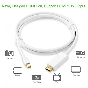 Displej Mini DP na Kábel HDMI Samec Samec Adaptér pre Macbook Pro Air Projektor Fotoaparát Podpora TV 4K*2K 3D 1080P