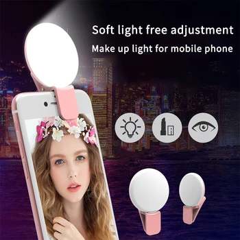 Prenosné Selfie Krúžok Svetlo Pre Telefón LED Mäkký Krúžok Svetlo Klip Lampa Fotografie make-up Mobilný Telefón Objektív pre iPhone, iPad, Samsung
