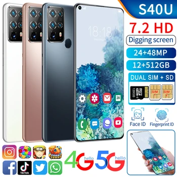 Globálna Verzia S40U 512G Smartphone Deca Core Quad Fotoaparát, Mobil Odblokovaný Supercharge 48MP 5800mAh Android 10 Na Sklade