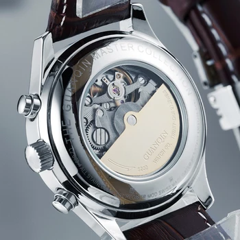 GUANQIN 2020 Automatické Muži Mechanické Hodinky Top Značky Luxusné Nepremokavé Sapphire 316L nerezovej ocele Mesiac Kožené Náramkové hodinky