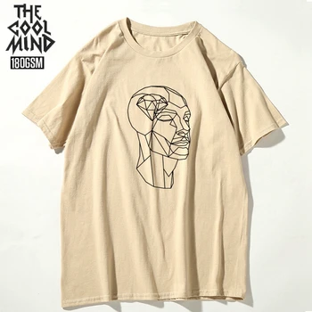 COOLMIND 180gsm Hrúbky bavlna pohode mužov tričko príležitostné voľné mužov tričko voľné o-neck t-shirt mužské košele čaj