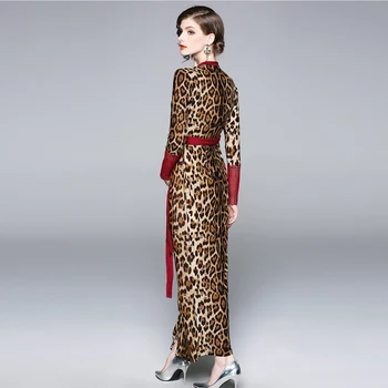Bonnie Thea ženy sexy Leopard jeseň šaty Plášť elegantné maxi šaty boho bodycon party šaty formálne módne vestido 2018