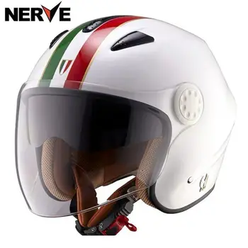 NERVE motocyklové prilby 3/4 otvorenie tvár jet skúter polovicu tváre dvojité objektív motorke čele capacete casco
