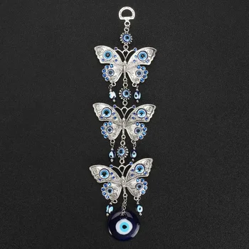 Glazúra Modrá Sklo Motýľ Charms Prívesky, Turecké Šťastie Ochrany Zlé Oči Amulet Stene Visí Ozdoby Auto Domáce Dekorácie