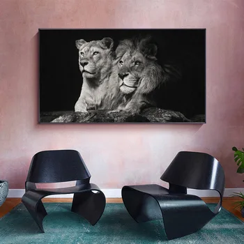 Plagát Plátno na Maľovanie Moderné Nástenné Art Black Lion Zvierat Plagáty a Tlačí na Steny Umenie Fotografie Pre Obývacia Izba Cuadros Domova