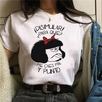 Žena T-shirt cartoon PAZ Mafalda alebo QUIERO Kaviareň vytlačené žena grafické T-shirt Harajuku funny T-shirt žena topy Čaj