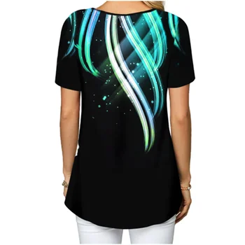 3D Farebné Tlač Tshirts Vrchole, Ženy okolo Krku Voľné Bežné Tričko Krátky Rukáv 2020 Lete Nové Tees Veľká Veľkosť 5XL Camiseta Mujer