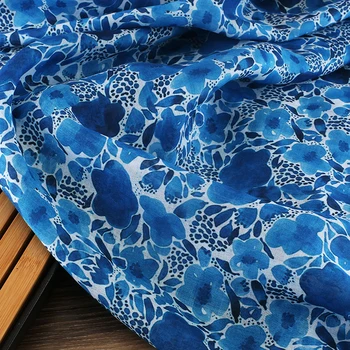Vysoko kvalitný čistý ramie textílie Tenký štýl v lete tissus High-end šaty, šaty a cheongsams patchwork Modrú kravatu farbivo tissu